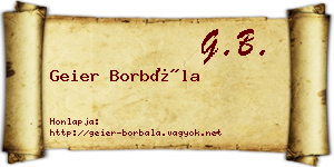 Geier Borbála névjegykártya
